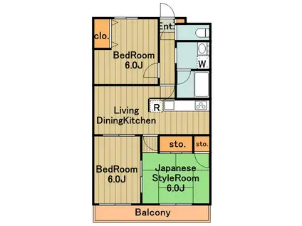 サンデーズ2(3LDK/2階)の間取り写真