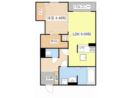 ルームス楓(1LDK/1階)の間取り写真