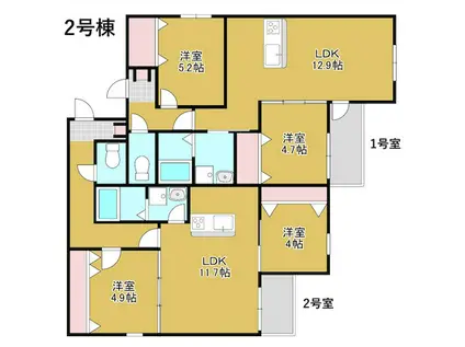 ウイングアパートB棟(2LDK/3階)の間取り写真