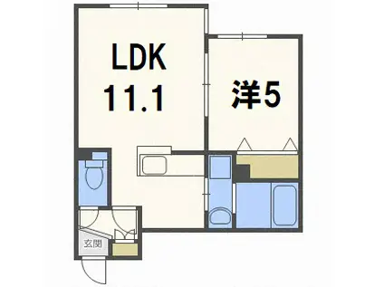 パストラーレ 楡(1LDK/2階)の間取り写真