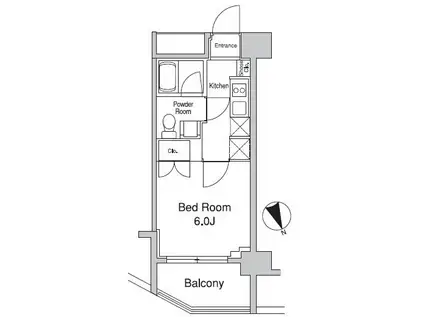 プラウドフラット蒲田II(1K/14階)の間取り写真