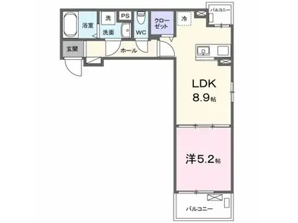 JADA HOUSE桜井(1LDK/2階)の間取り写真