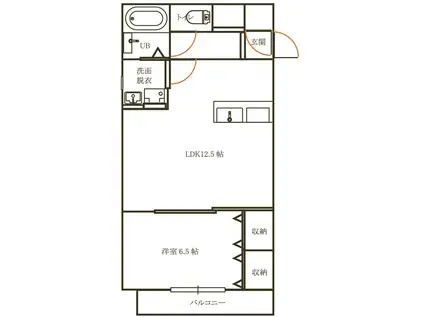 向町マンション 2BY2(1LDK/2階)の間取り写真