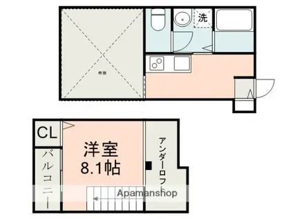 ウェルフォア壱番館(ワンルーム/1階)の間取り写真