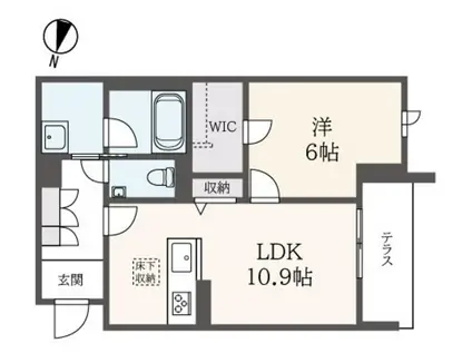 ホクレア分倍河原(1LDK/1階)の間取り写真