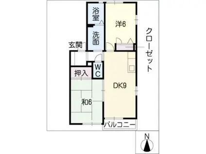 ふようIII A棟(2DK/1階)の間取り写真