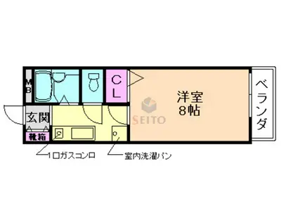 カーサティエラ(1K/2階)の間取り写真