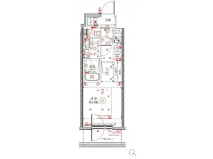 クレイシアアイズ横浜桜木町(1K/11階)の間取り写真