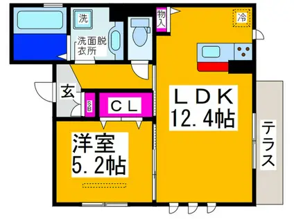 LAKE SIDE YAMAKI(1LDK/1階)の間取り写真