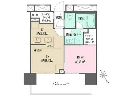 ザ・パークハウス渋谷美竹(1DK/9階)の間取り写真