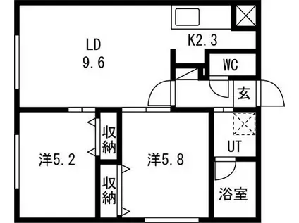 ドゥーロジュマンIII(2LDK/1階)の間取り写真