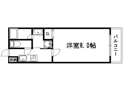 ブリリアコート龍谷大前(1K/2階)の間取り写真