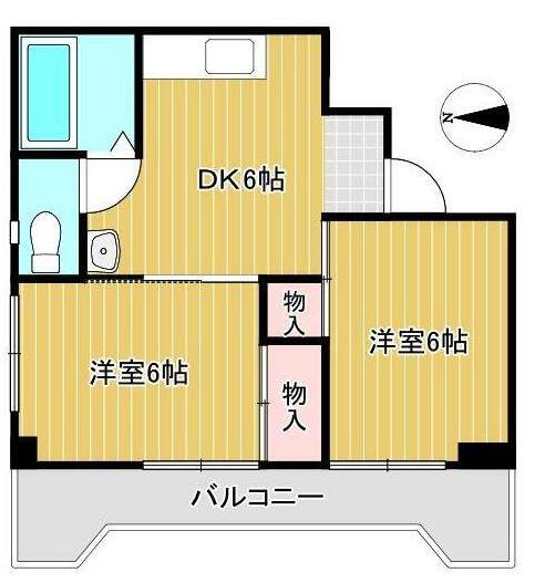 キャレット栗林(2DK/2階)の間取り写真