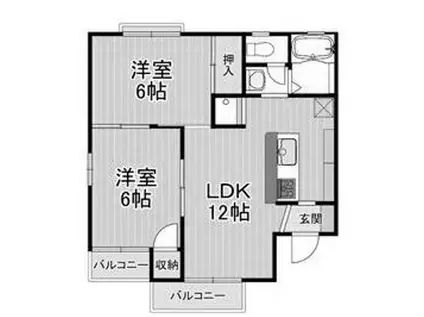 エスポワール(2LDK/2階)の間取り写真