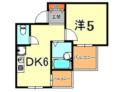 アメニティー東神戸2番館(1DK/4階)の間取り写真