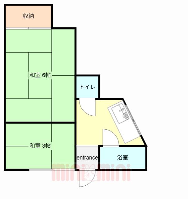 花山アパート(2K/1階)の間取り写真