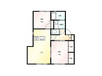 東武小泉線 竜舞駅 徒歩21分 2階建 築28年(2LDK/1階)の間取り写真