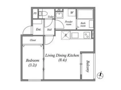 REGIES姫里(1LDK/1階)の間取り写真