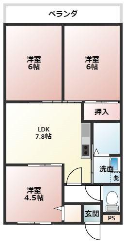 近藤マンション(3DK/1階)の間取り写真