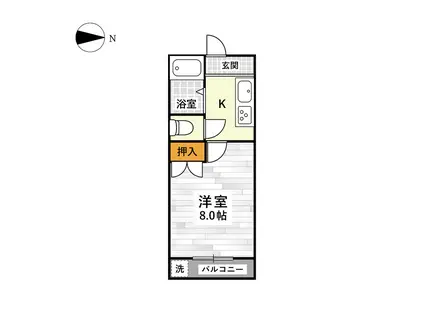 プライマリー黒髪I(1K/2階)の間取り写真