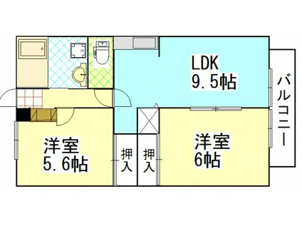 フレグランスK(2LDK/2階)の間取り写真