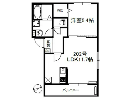 ポラリス野中(1LDK/2階)の間取り写真
