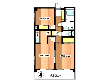 グレイス元住吉(2DK/3階)の間取り写真