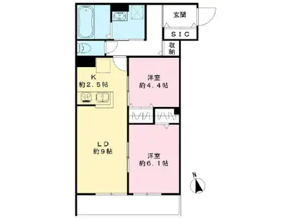 ル シエル(2LDK/3階)の間取り写真