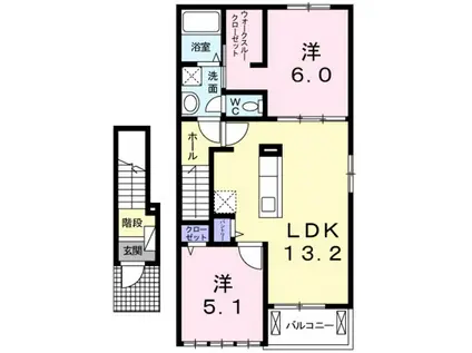 カルムトロワ K IV(2LDK/2階)の間取り写真