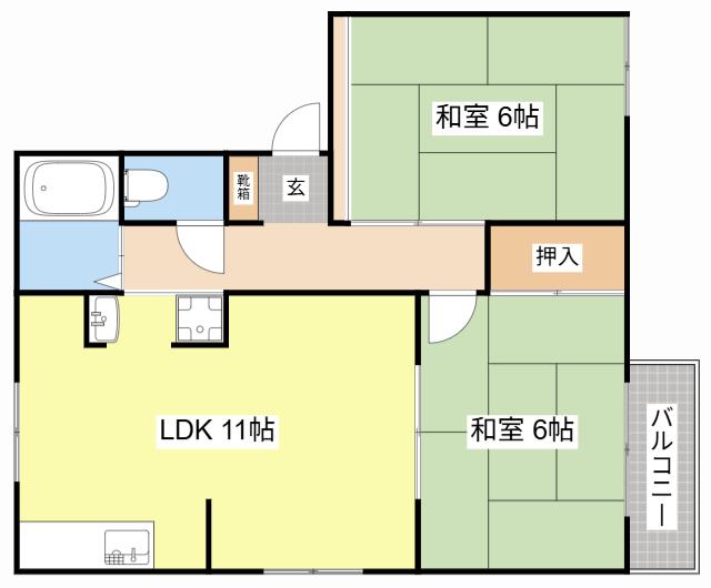 コーポ西村(2LDK/2階)の間取り写真