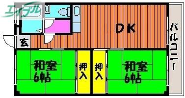サンライフ大元(2DK/4階)の間取り写真
