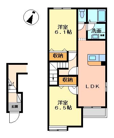 ブライトン(2LDK/2階)の間取り写真
