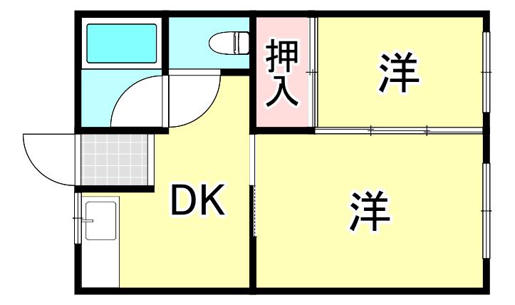 大建ビル(2K/4階)の間取り写真