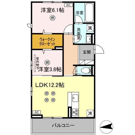 PURE WIND GARDEN A棟(2LDK/3階)の間取り写真