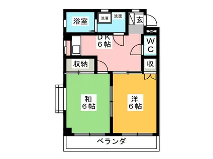 サンハイツ大熊(2DK/3階)の間取り写真