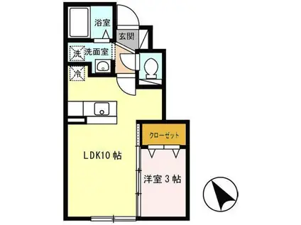 グランモア金沢(1LDK/1階)の間取り写真