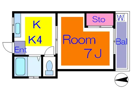 コーポ第2フクジュ(1K/2階)の間取り写真