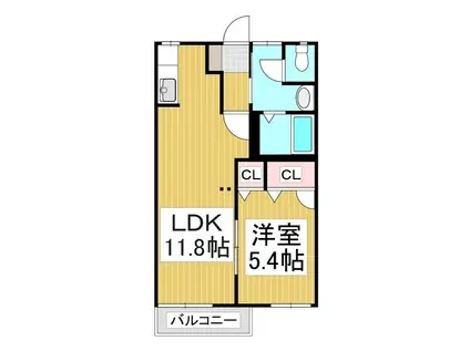 グリーンフォーレスト A(1LDK/1階)の間取り写真