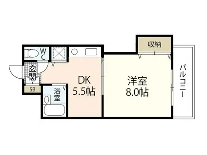 カーサ楠木(1DK/3階)の間取り写真