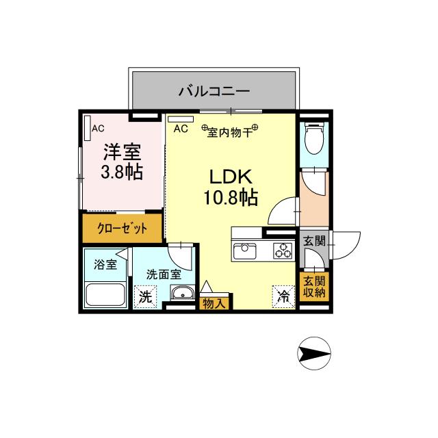 アンプルールK(1LDK/3階)の間取り写真