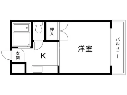 サンハイツ青森(1K/2階)の間取り写真