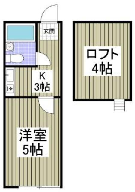 東武東上線 高坂駅 徒歩10分 2階建 築35年(1K/1階)の間取り写真