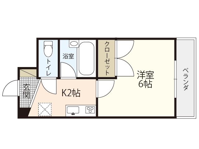 平岩ビル(1K/2階)の間取り写真