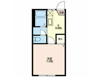 フレグランスAND YOU B(1K/1階)の間取り写真