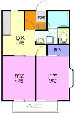 メゾンドS-1(2DK/1階)の間取り写真