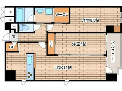 ルキシア神戸(2LDK/9階)の間取り写真