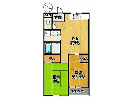 フラワーハイツ(2DK/1階)の間取り写真