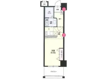 NO67 ベネフィット21博多(1K/9階)の間取り写真