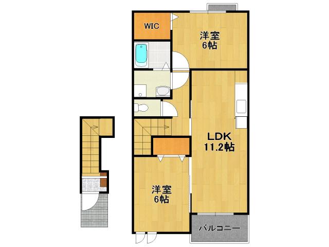 レジデンス北野北(2LDK/2階)の間取り写真