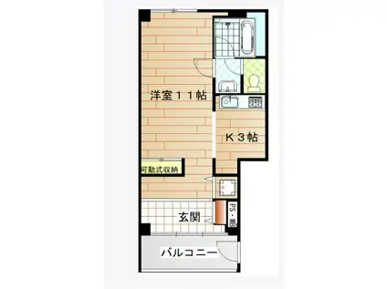 はっぴい・かむ 1F(ワンルーム/1階)の間取り写真